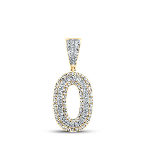 Image of 10kt Two-tone Gold Mens Round Diamond Number 0 Charm Pendant 3/4 Cttw