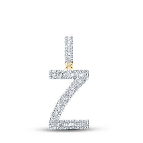 Image of 10kt Yellow Gold Mens Baguette Diamond Initial Z Letter Charm Pendant 3/4 Cttw