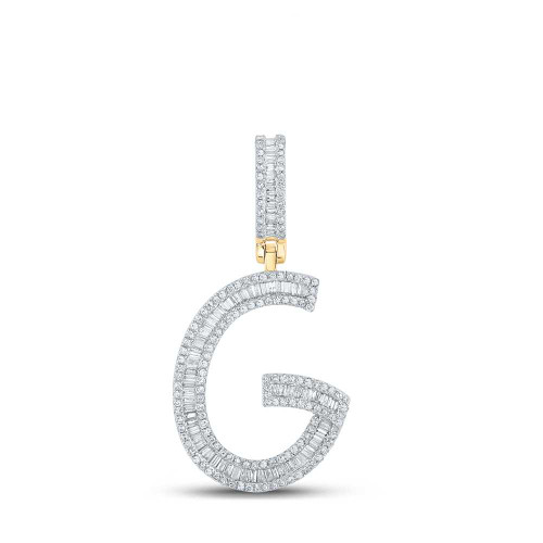 Image of 10kt Yellow Gold Mens Baguette Diamond Initial G Letter Charm Pendant 3/4 Cttw