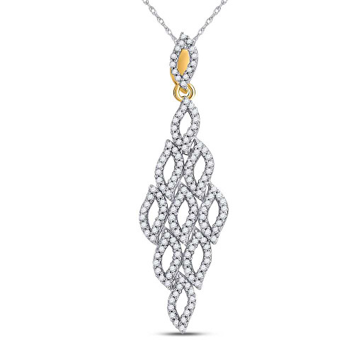 Image of 10kt Yellow Gold Womens Round Diamond Fashion Pendant 3/8 Cttw