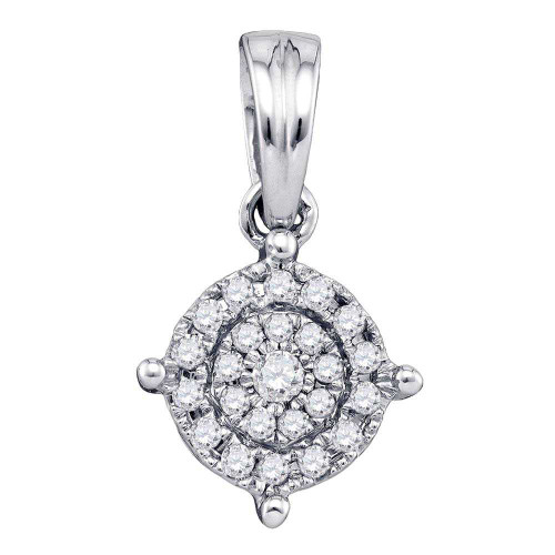 Image of 10kt White Gold Womens Round Diamond Circle Frame Cluster Pendant 1/6 Cttw