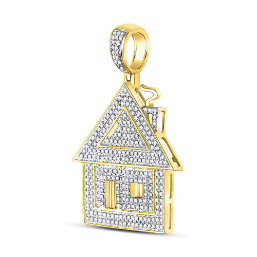 Image of 10kt Yellow Gold Mens Round Diamond Trap House Charm Pendant 3/4 Cttw BTGND125208