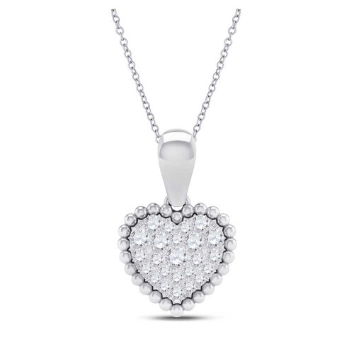 Image of 10kt White Gold Womens Round Diamond Heart Pendant 1/8 Cttw BTGND154838