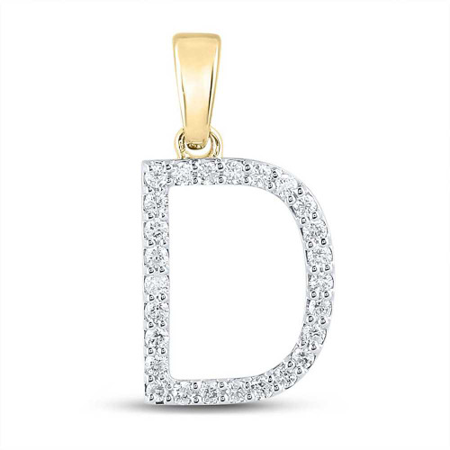 Image of 10kt Yellow Gold Womens Round Diamond D Initial Letter Pendant 1/5 Cttw BTGND158068