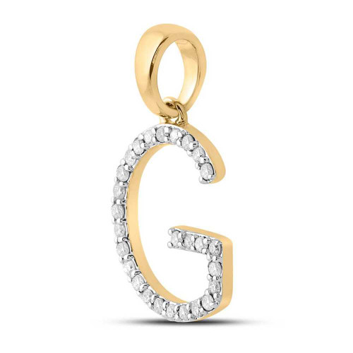 Image of 10kt Yellow Gold Womens Round Diamond G Initial Letter Pendant 1/5 Cttw BTGND158080