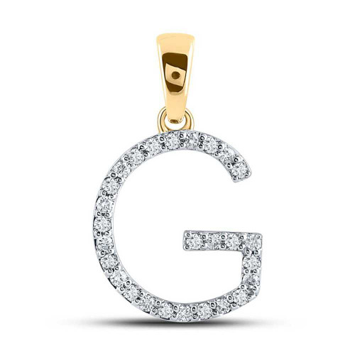 Image of 10kt Yellow Gold Womens Round Diamond G Initial Letter Pendant 1/5 Cttw BTGND158080