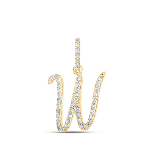 10kt Yellow Gold Womens Round Diamond W Initial Letter Pendant 1/6 Cttw BTGND169032
