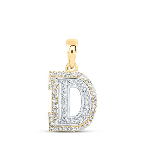 Image of 10kt Two-tone Gold Womens Round Diamond D Initial Letter Pendant 1/5 Cttw BTGND169054