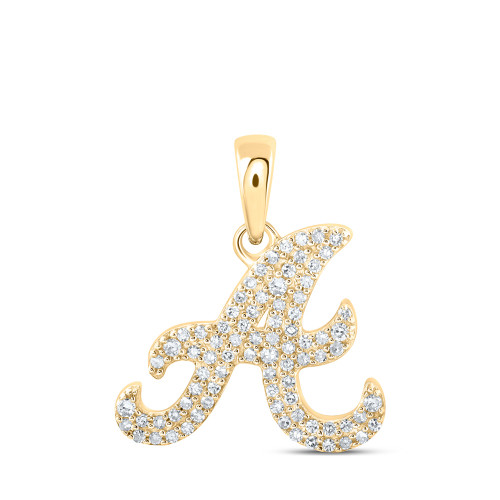 10kt Yellow Gold Womens Round Diamond A Initial Letter Pendant 1/6 Cttw BTGND169768