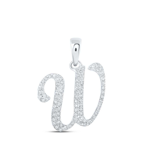 Image of 10kt White Gold Womens Round Diamond W Initial Letter Pendant 1/5 Cttw BTGND169835