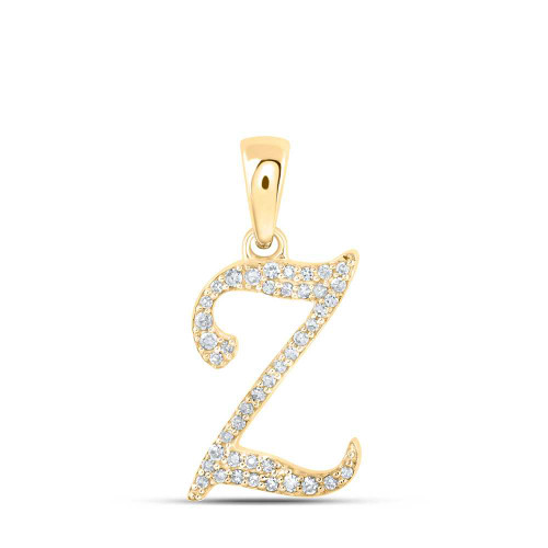 Image of 10kt Yellow Gold Womens Round Diamond Z Initial Letter Pendant 1/10 Cttw BTGND169843