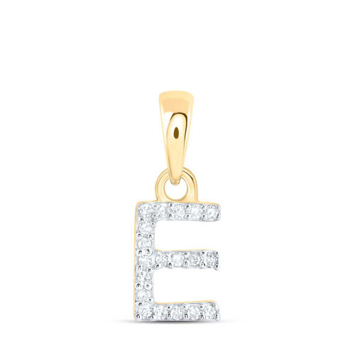 Image of 10kt Yellow Gold Womens Round Diamond E Initial Letter Pendant 1/20 Cttw BTGND169884