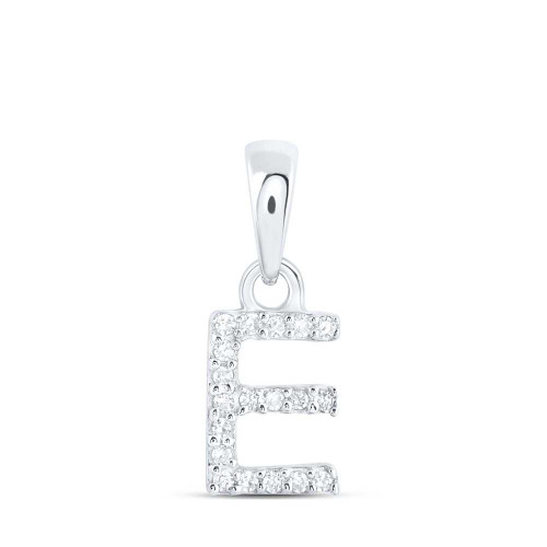 Image of 10kt White Gold Womens Round Diamond E Initial Letter Pendant 1/20 Cttw BTGND169885