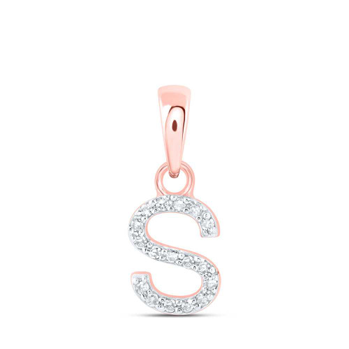 Image of 10kt Rose Gold Womens Round Diamond S Initial Letter Pendant 1/20 Cttw BTGND169928