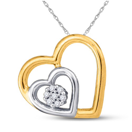 10kt Yellow Gold Womens Round Diamond Heart Pendant .03 Cttw BTGND80182