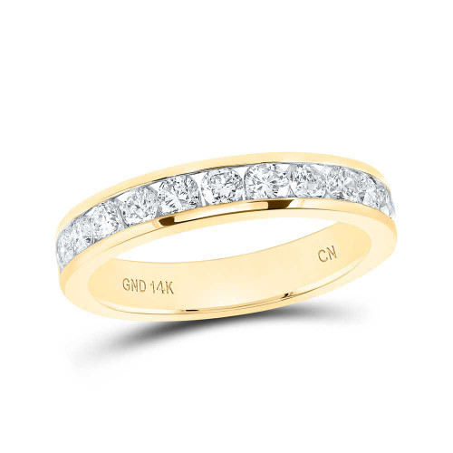 Image of 14kt Yellow Gold Womens Round Diamond Channel-set 4mm Wedding Band 3/4 Cttw
