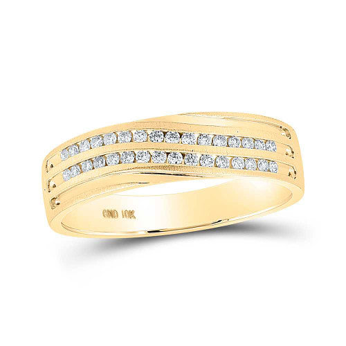 Image of 10kt Yellow Gold Mens Round Diamond Wedding Band Ring 1/4 Cttw