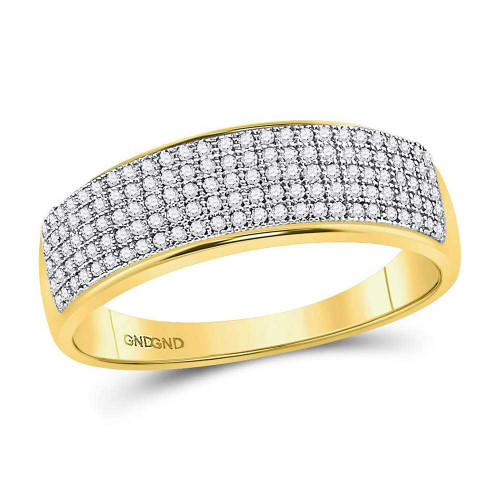 Image of 10kt Yellow Gold Mens Round Diamond Wedding Band Ring 3/8 Cttw