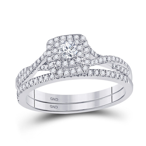 10kt White Gold Round Diamond Bridal Wedding Ring Band Set 1/2 Cttw 12363