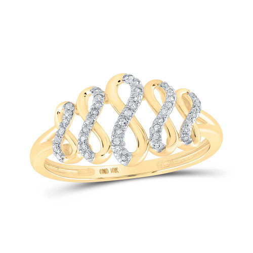 Image of 10kt Yellow Gold Womens Round Diamond Fashion Infinity Ring 1/10 Cttw