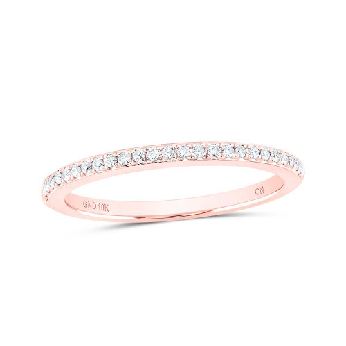 Image of 10kt Rose Gold Womens Round Diamond Single Row Stackable Band Ring 1/8 Cttw