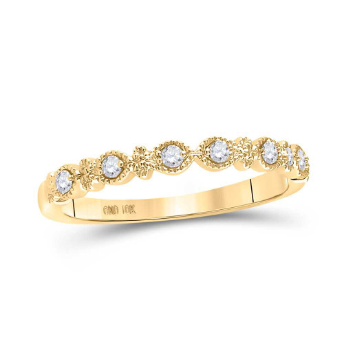 Image of 10kt Yellow Gold Womens Round Diamond Stackable Band Ring 1/10 Cttw 20934