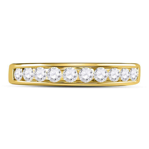 Image of 14kt Yellow Gold Womens Round Diamond Wedding Channel Set Band 1/2 Cttw
