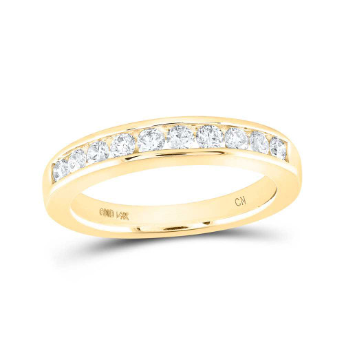Image of 14kt Yellow Gold Womens Round Diamond Wedding Channel Set Band 1/2 Cttw