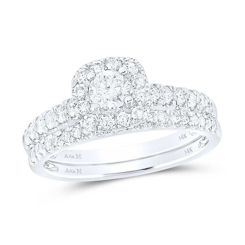 Image of 14kt White Gold Round Diamond Bridal Wedding Ring Band Set 1 Cttw 93795
