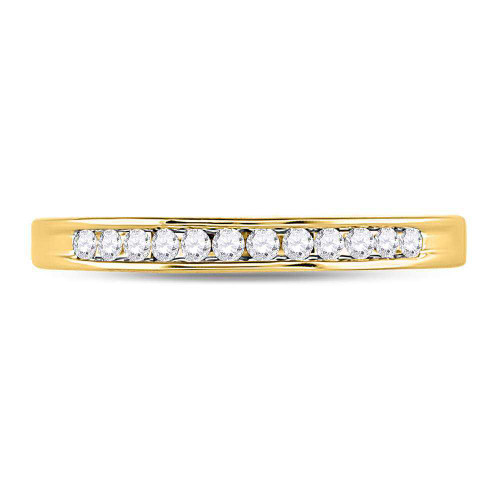 Image of 14kt Yellow Gold Womens Round Channel-set Diamond Wedding Band 1/6 Cttw