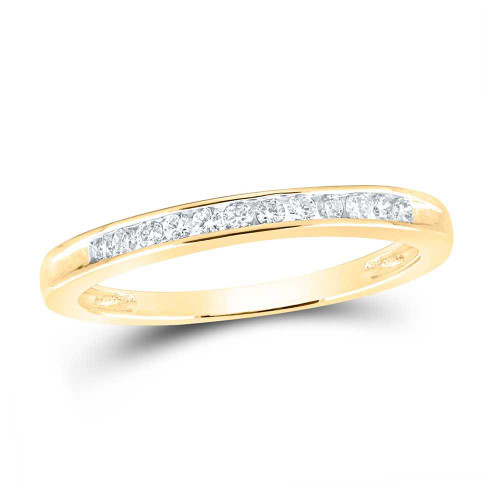 Image of 14kt Yellow Gold Womens Round Channel-set Diamond Wedding Band 1/6 Cttw