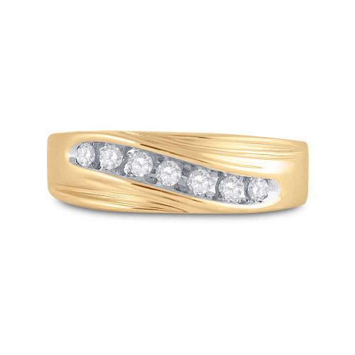 Image of 14kt Yellow Gold Mens Round Diamond Wedding Band Ring 1/4 Cttw 13848