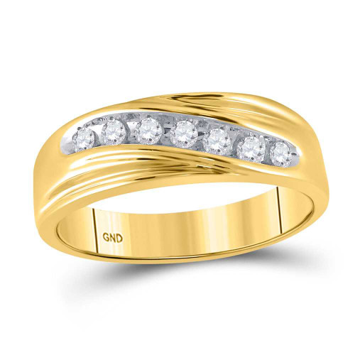 Image of 14kt Yellow Gold Mens Round Diamond Wedding Band Ring 1/4 Cttw 13848