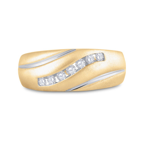 14kt Yellow Gold Mens Round Diamond Band Ring 1/4 Cttw