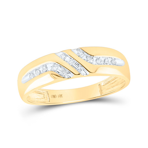 10kt Yellow Gold Mens Round Diamond Wedding Band Ring 1/8 Cttw