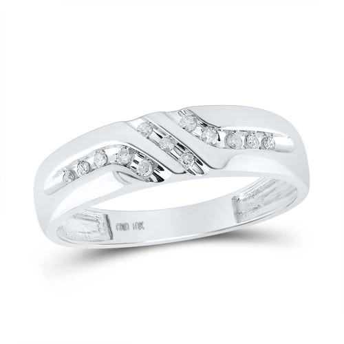 Image of 10kt White Gold Mens Round Diamond Wedding Band Ring 1/8 Cttw 22603