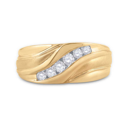 Image of 10kt Yellow Gold Mens Round Diamond Wedding Band Ring 1/3 Cttw