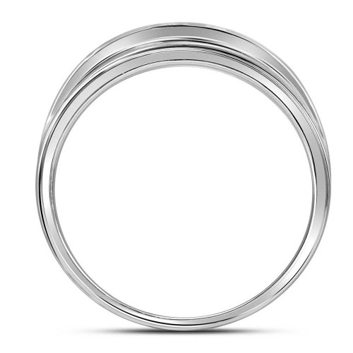 Image of 10kt White Gold Mens Round Diamond Wedding Single Row Band Ring 1/2 Cttw