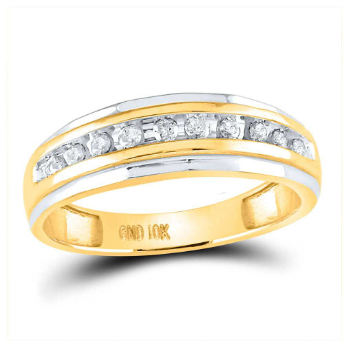 Image of 14kt Yellow Gold Mens Round Diamond Wedding Band Ring 1/4 Cttw 13337