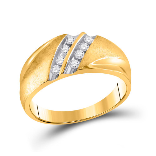 14kt Yellow Gold Mens Round Diamond 2-Row Wedding Band Ring 1/4 Cttw