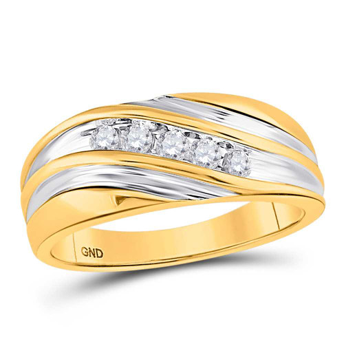 Image of 14kt Yellow Gold Mens Round Diamond Wedding Band Ring 1/4 Cttw 21555