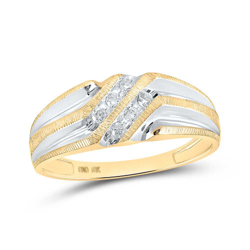Image of 10kt Two-tone Gold Mens Round Diamond Wedding Band Ring 1/8 Cttw