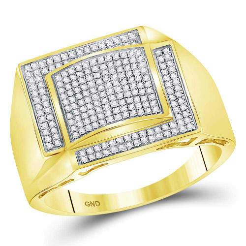 Image of 10kt Yellow Gold Mens Round Diamond Square Cluster Ring 1/2 Cttw