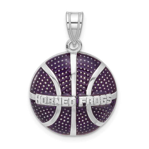 Image of Sterling Silver Epoxied Texas Christian University TCU Horned Frogs Basketball Pendant by LogoArt