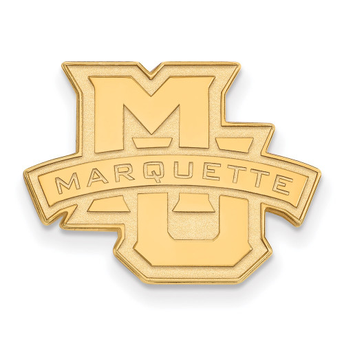 Gold-plated Sterling Silver LogoArt Marquette University Blk Leather Oval Key Chain