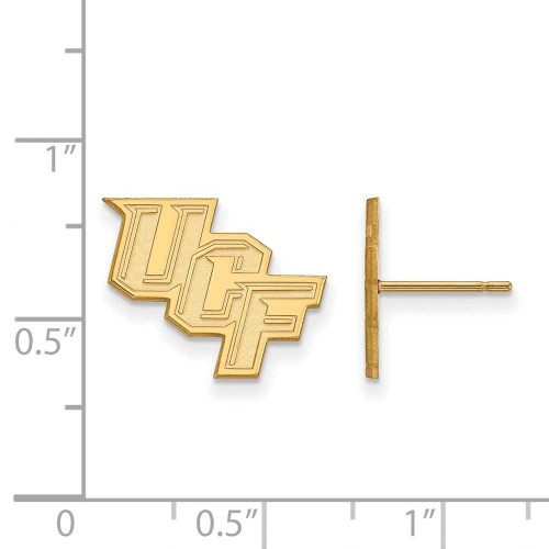 Image of Sterling Silver Gold-plated LogoArt University of Central Florida U-C-F Small Post Earrings