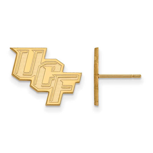 Image of Sterling Silver Gold-plated LogoArt University of Central Florida U-C-F Small Post Earrings