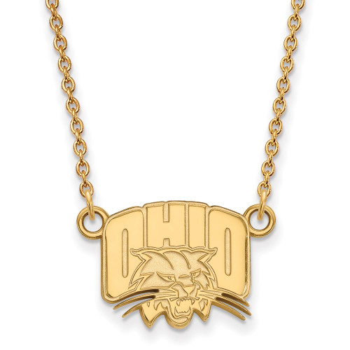 10k Yellow Gold LogoArt Ohio University Small Pendant 18 inch Necklace