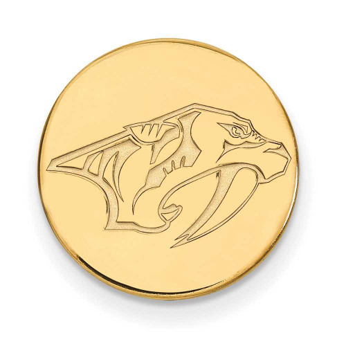 Image of Gold-plated Sterling Silver NHL LogoArt Nashville Predators Blk Leather Key Chain