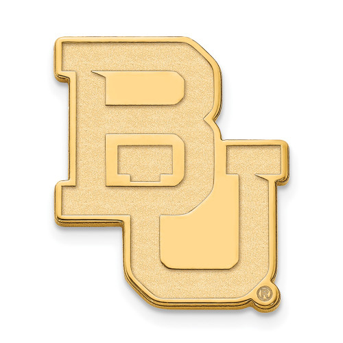 Gold-plated Sterling Silver LogoArt Baylor University Black Leather Oval Key Chain